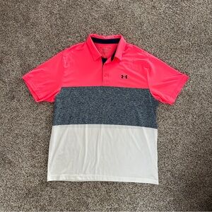 Under Armour Coral and Navy Polo Shirt